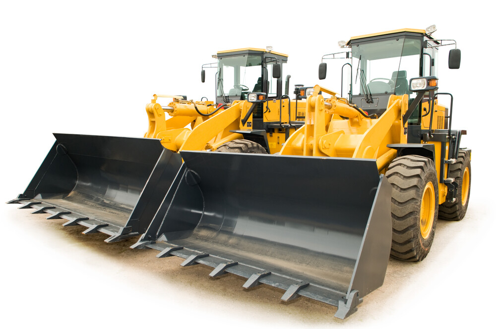 Two,Loaders,Excavators,Construction,Machinery,Equipment,Isolated